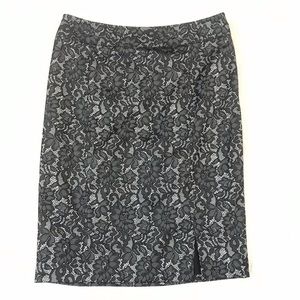 WORTHINGTON Grey and Silver Floral Brocade Classic Pencil Skirt 10